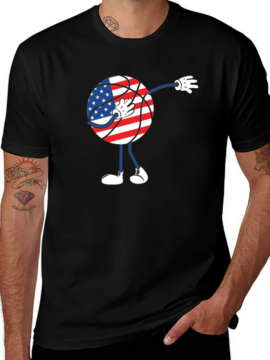 Dabbing American Flag Basketball T-Shirt