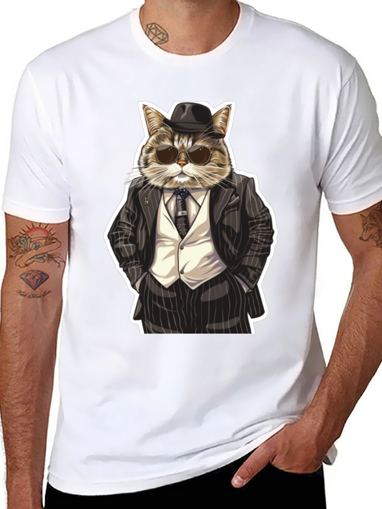 Cat Mafia Boss T-Shirt - Cool Feline Gangster