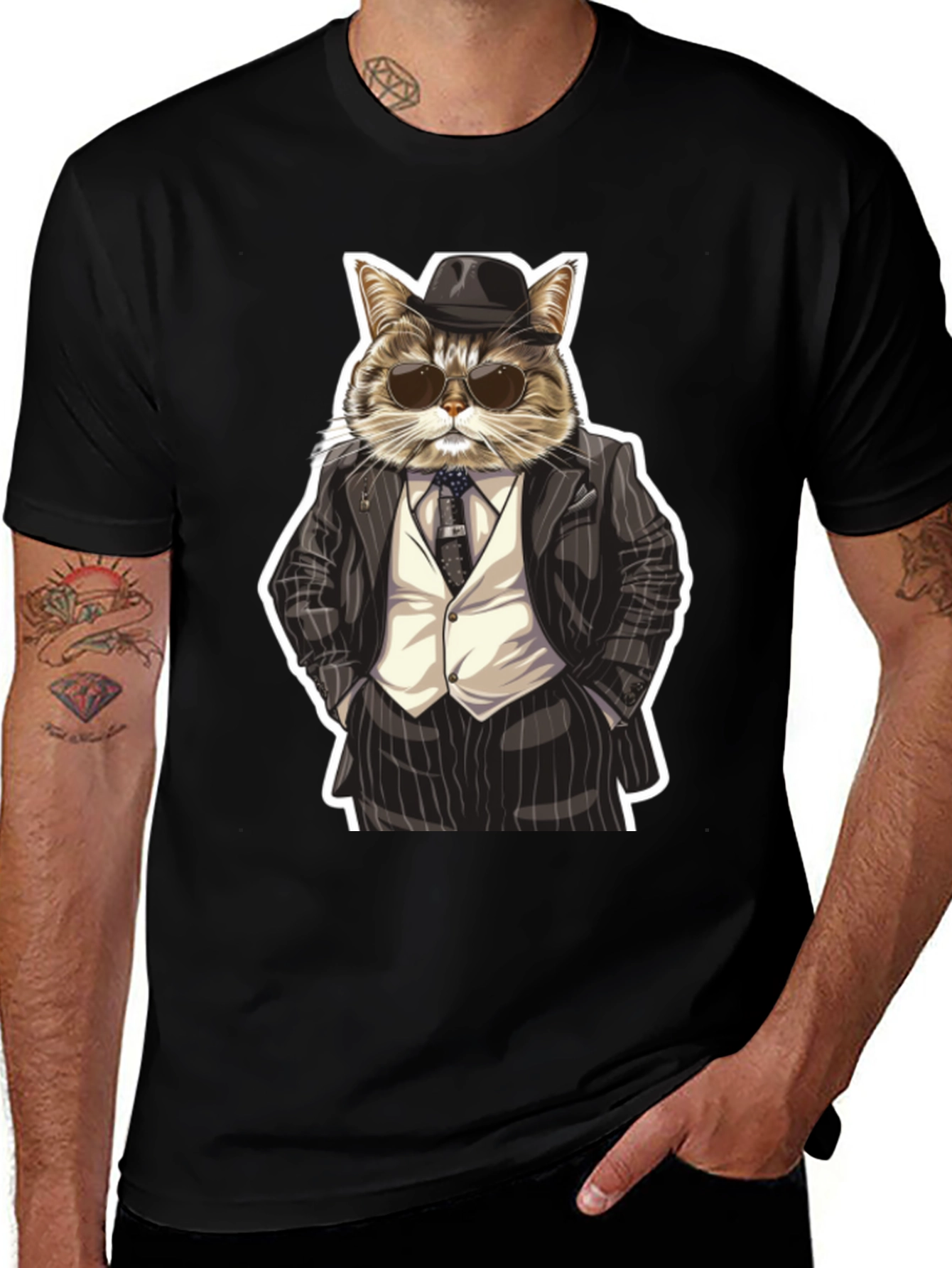 Cat Mafia Boss T-Shirt - Cool Feline Gangster