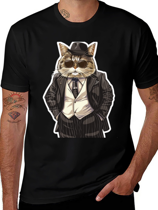 Cat Mafia Boss T-Shirt - Cool Feline Gangster