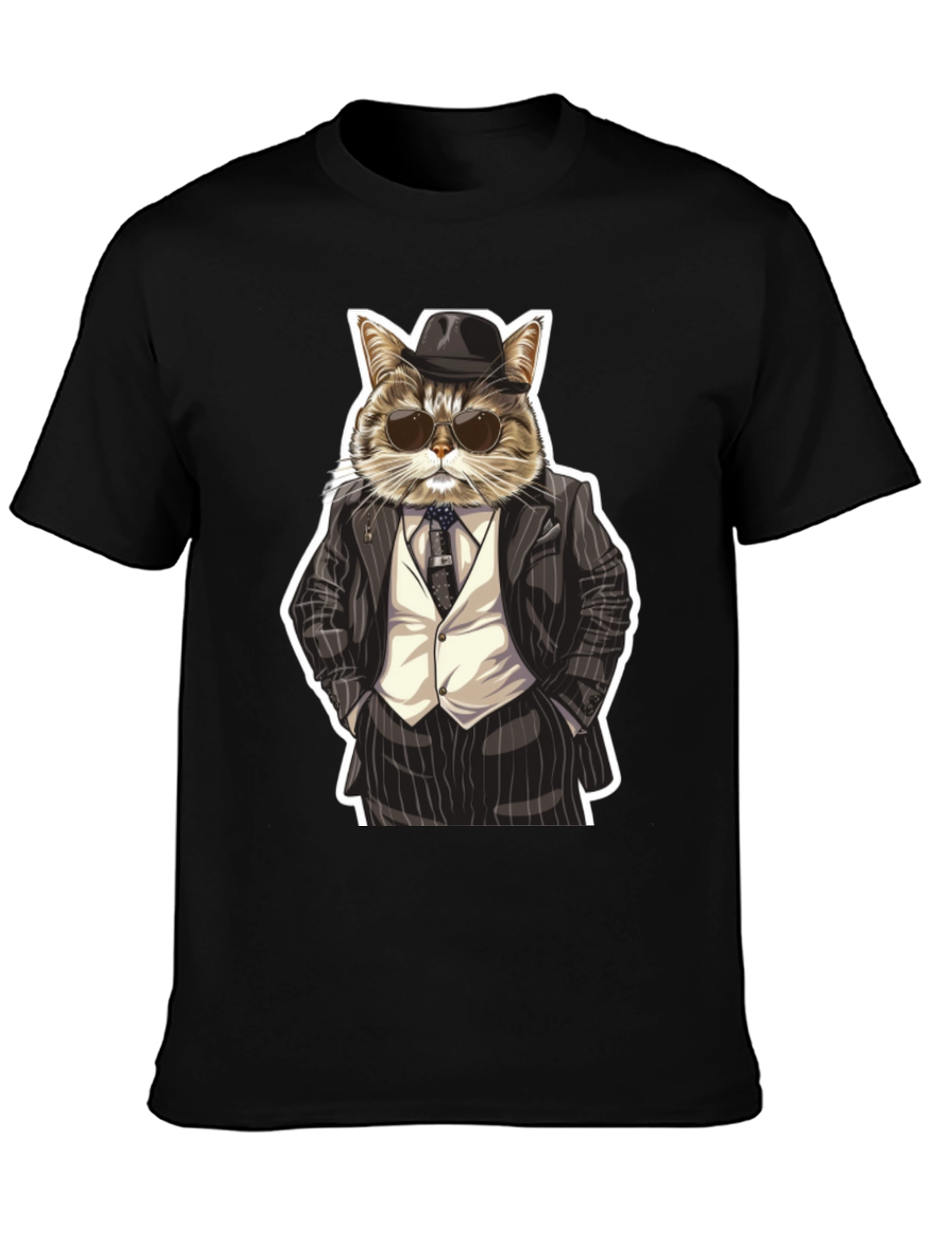 Cat Mafia Boss T-Shirt - Cool Feline Gangster