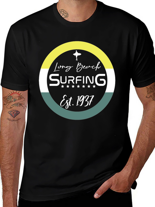 Long Beach Surfing Est. 1937 Black Graphic Tee