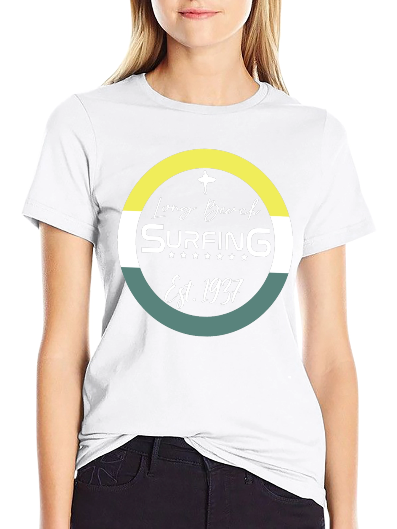Long Beach Surfing Est. 1937 Black Graphic Tee
