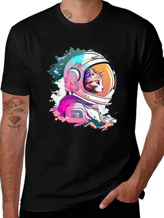 Cool Cat Astronaut Graphic T-Shirt