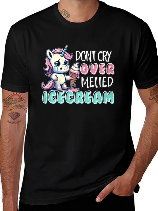 Funny Unicorn Melted Ice Cream Graphic T-Shirt