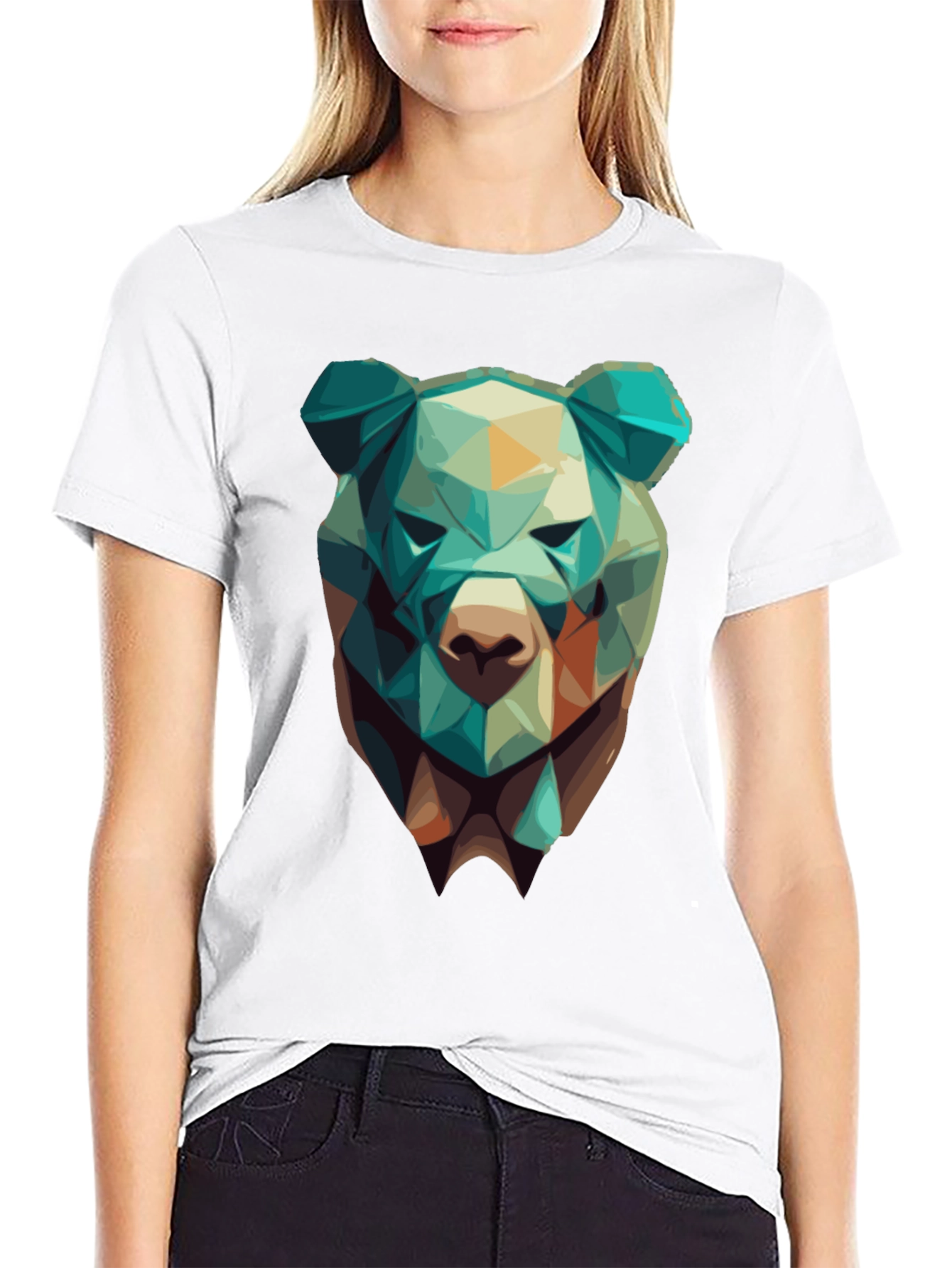 Geometric Bear Graphic Tee - Modern Style