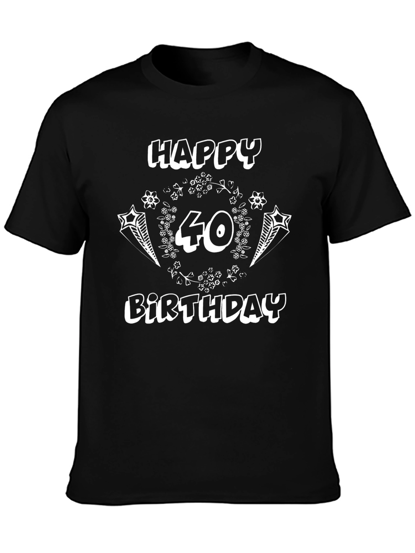 Happy 40th Birthday Black Graphic T-Shirt