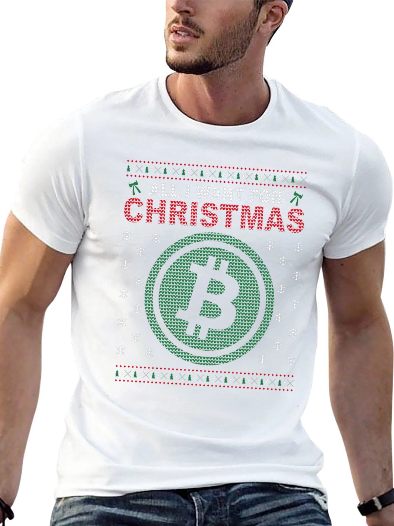 Bitcoin Christmas Sweater T-Shirt - Crypto Holiday Tee