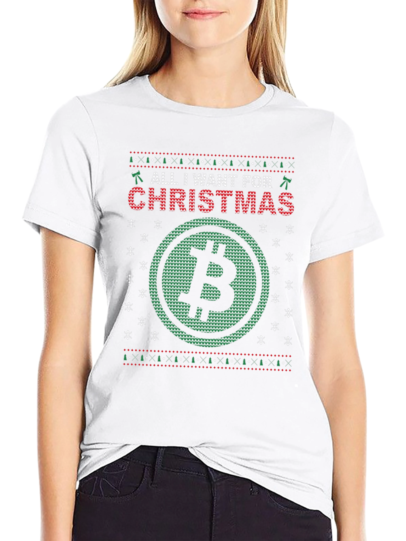 Bitcoin Christmas Sweater T-Shirt - Crypto Holiday Tee
