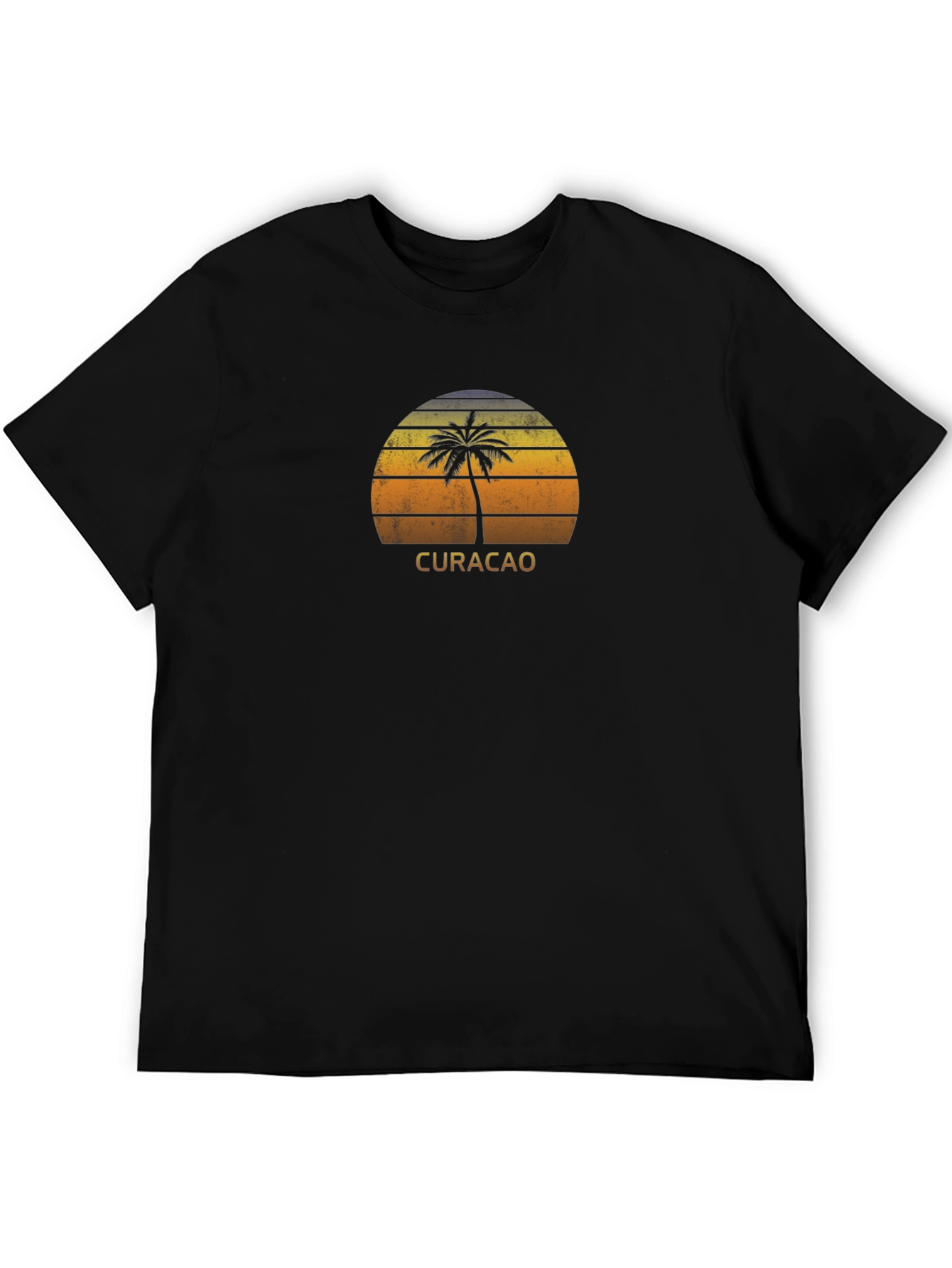 Curacao Palm Tree Sunset Graphic Tee - Black