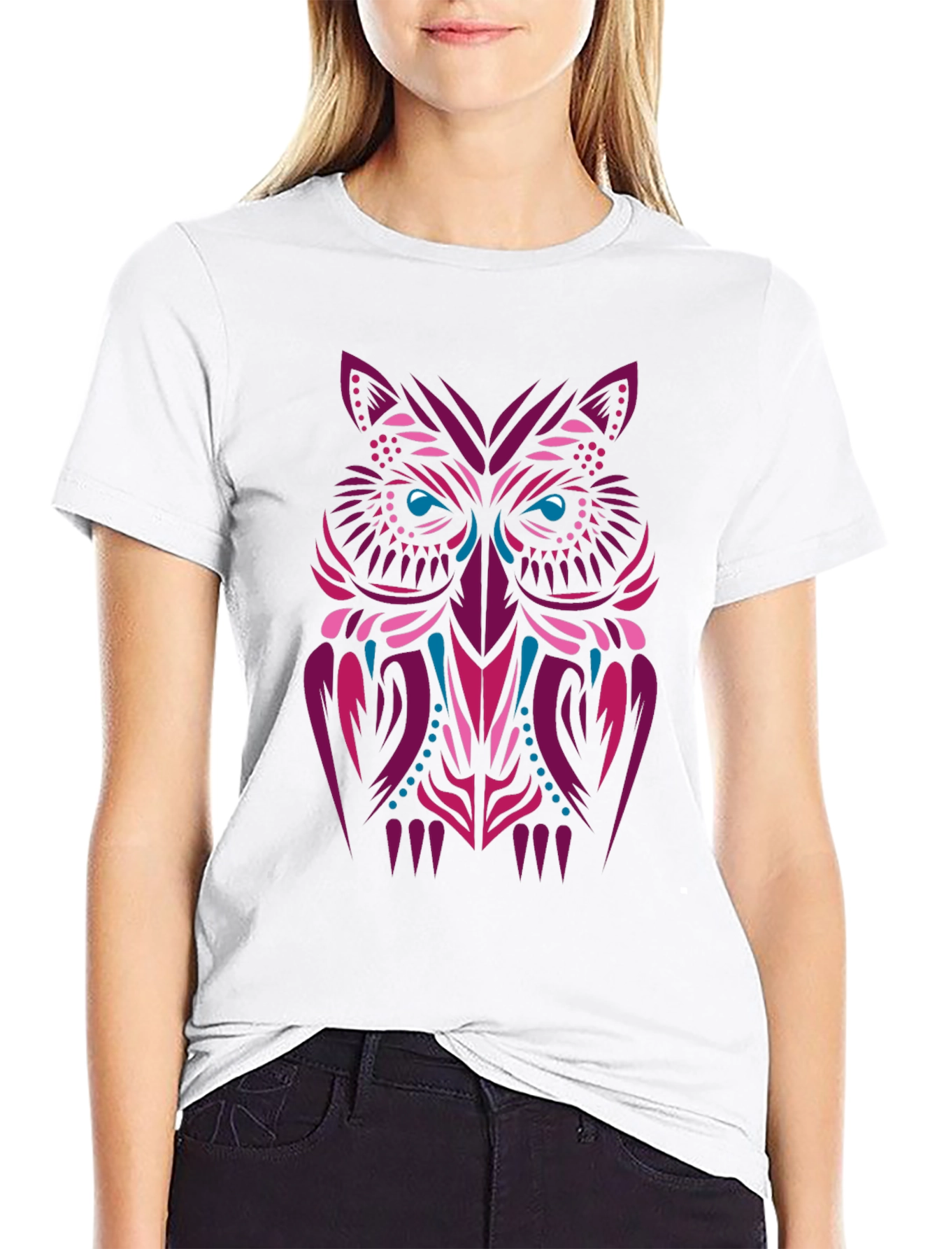Tribal Owl Graphic Tee - Stylish Mens Black T-Shirt
