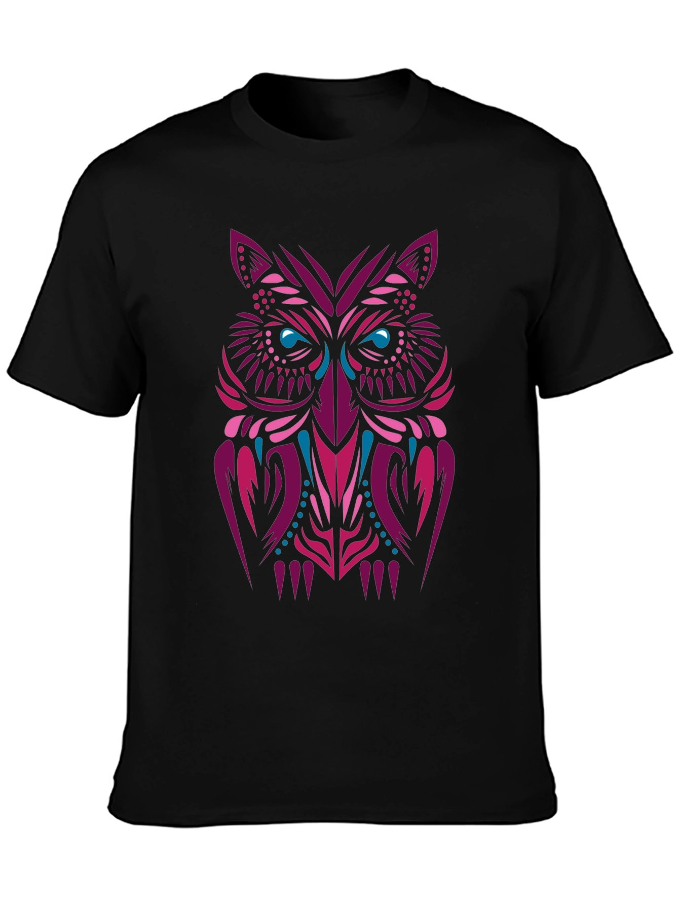 Tribal Owl Graphic Tee - Stylish Mens Black T-Shirt