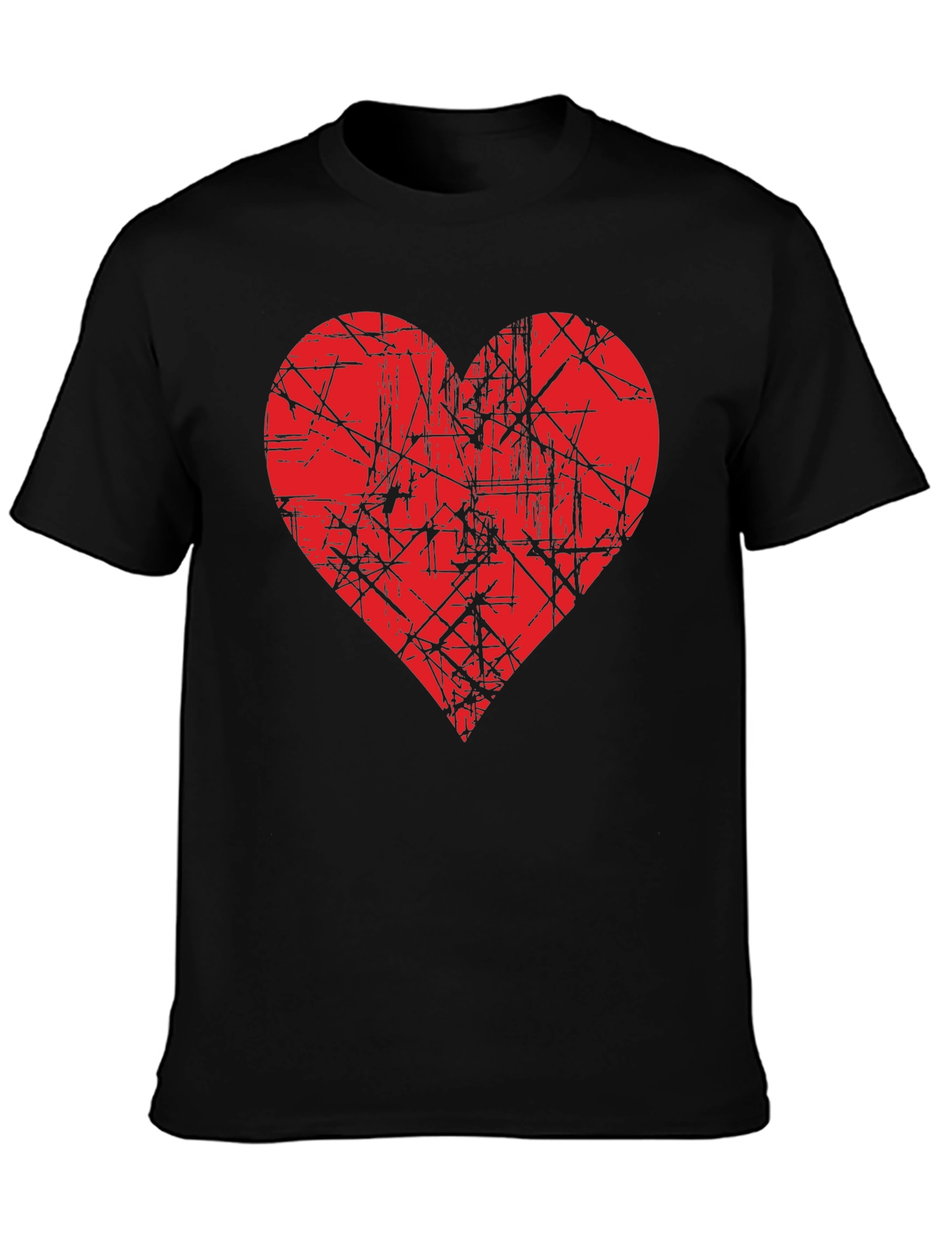 Red Heart Graphic Black T-Shirt