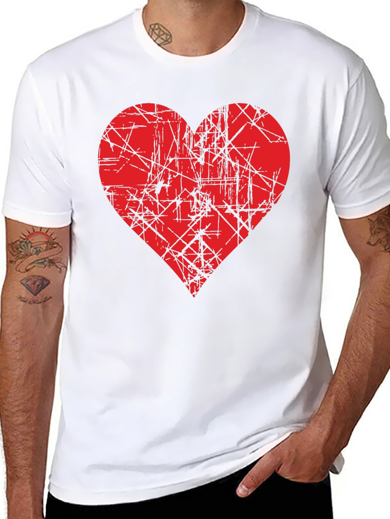 Red Heart Graphic Black T-Shirt