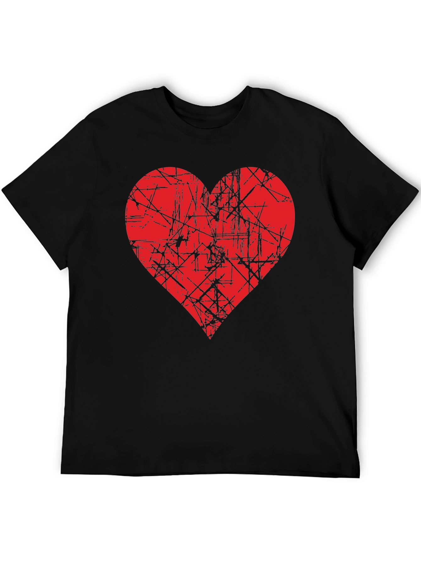 Red Heart Graphic Black T-Shirt