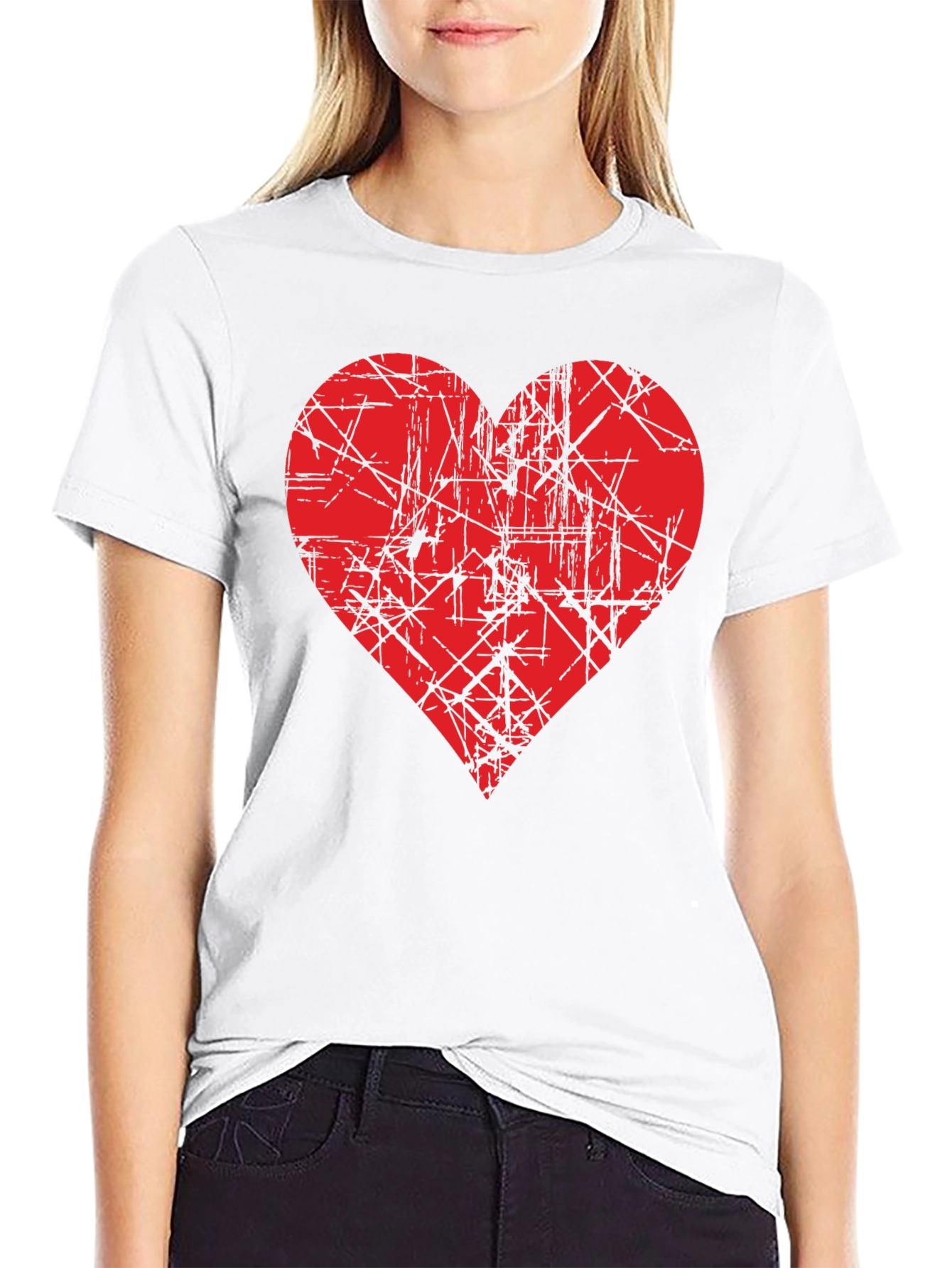 Red Heart Graphic Black T-Shirt
