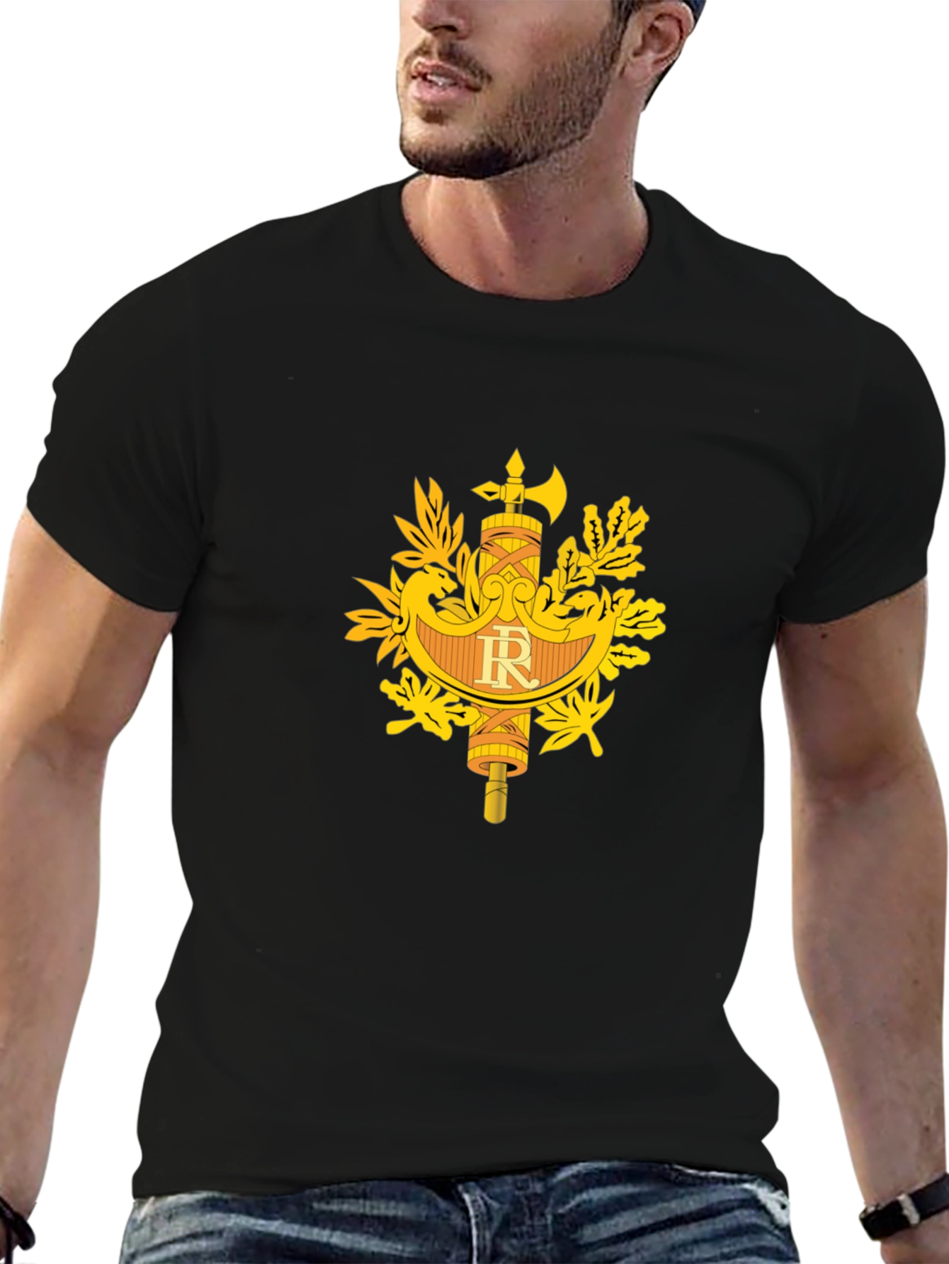 French Republic Symbol Black T-Shirt