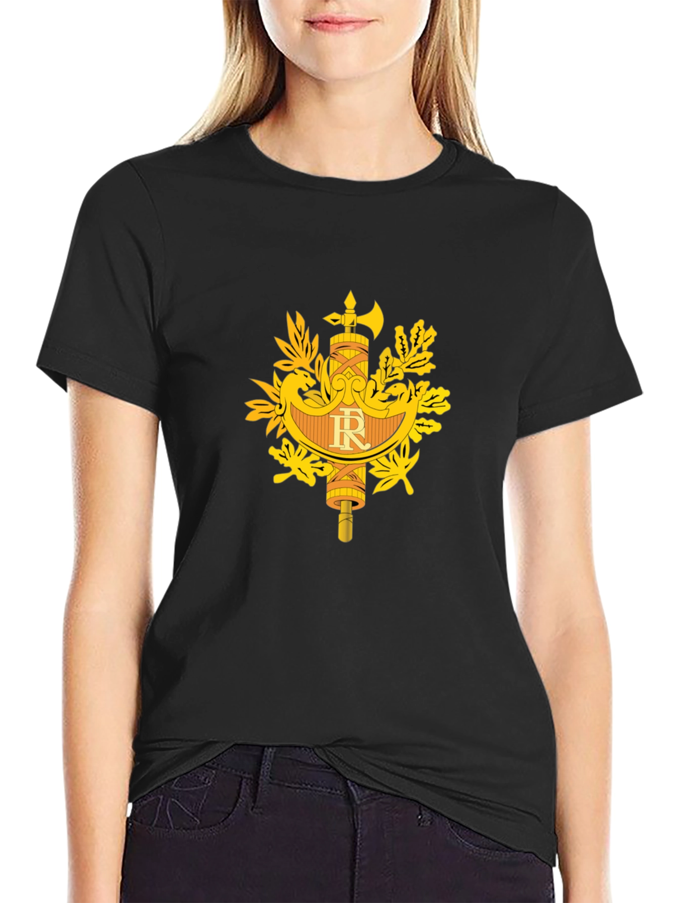 French Republic Symbol Black T-Shirt