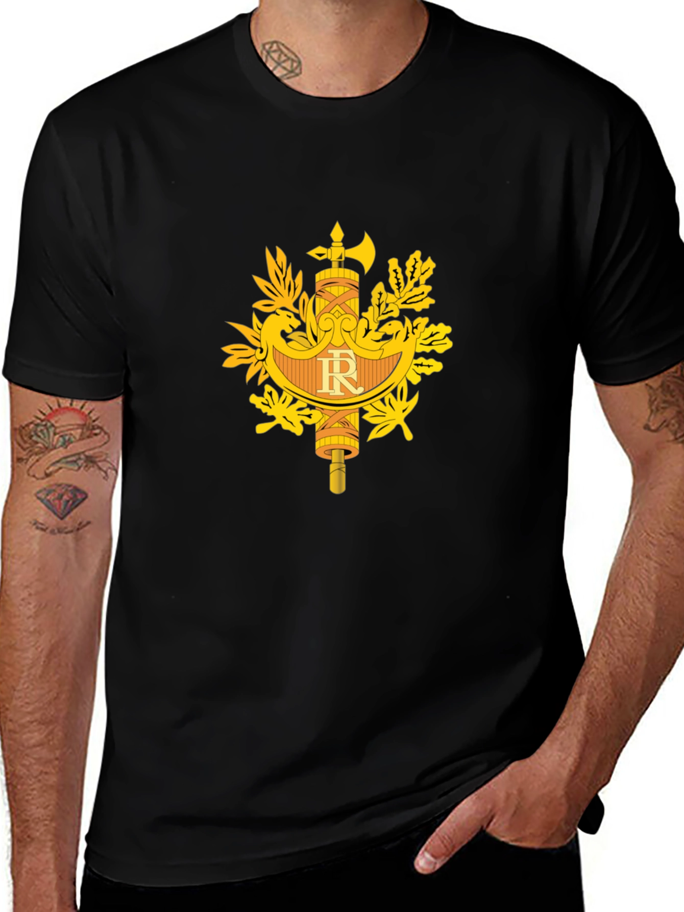 French Republic Symbol Black T-Shirt