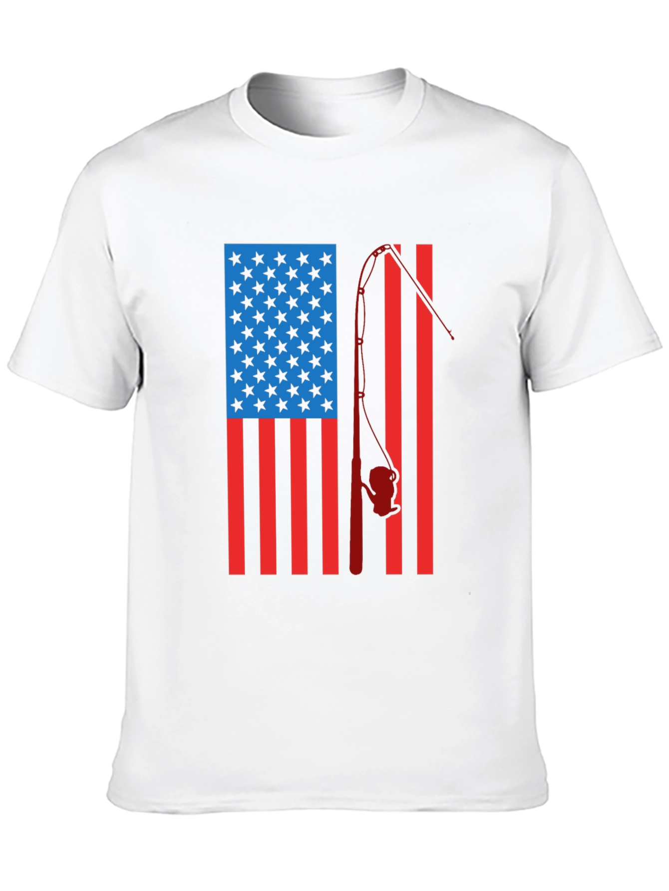 American Flag Fishing Rod Graphic T-Shirt