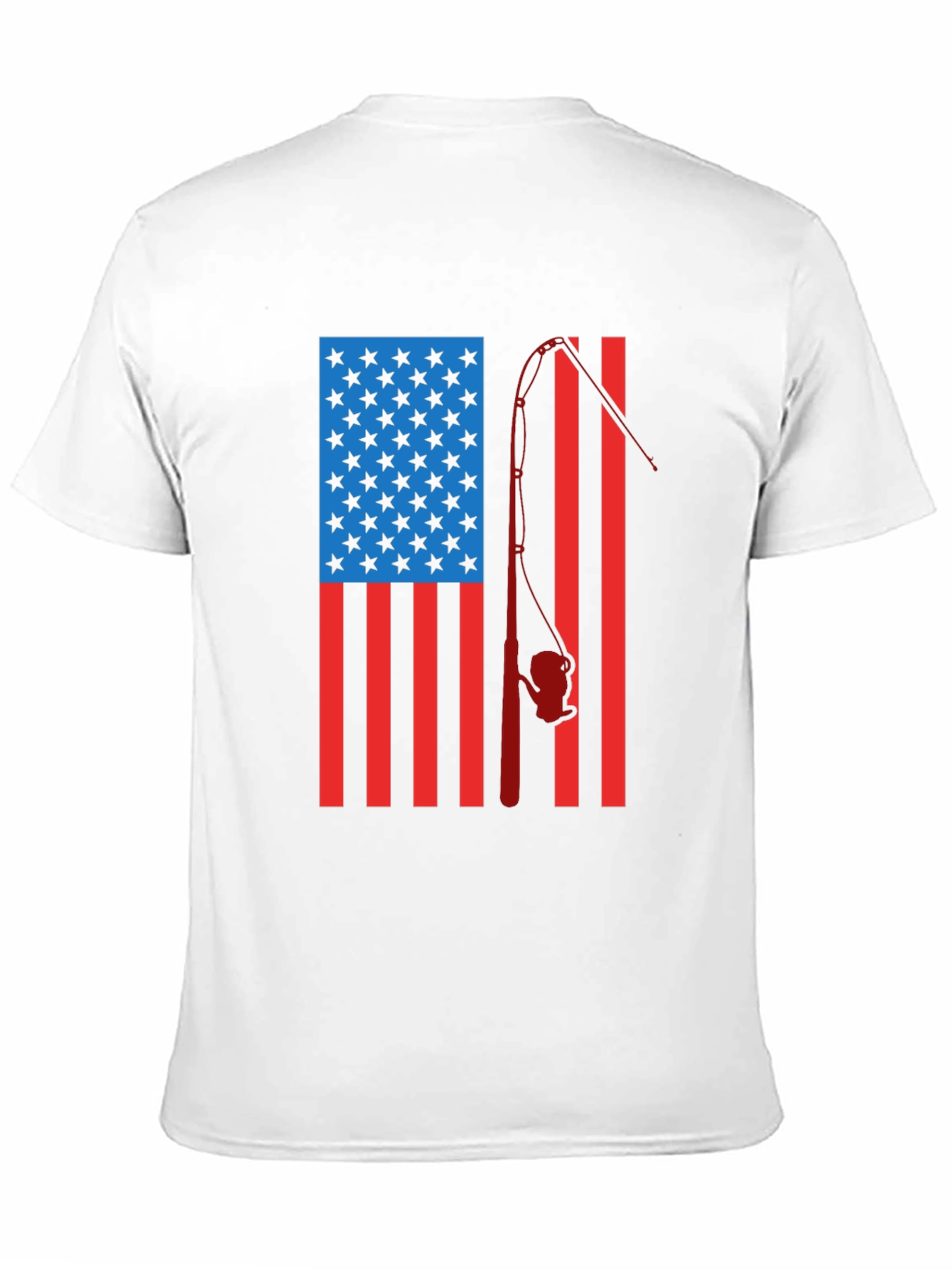 American Flag Fishing Rod Graphic T-Shirt