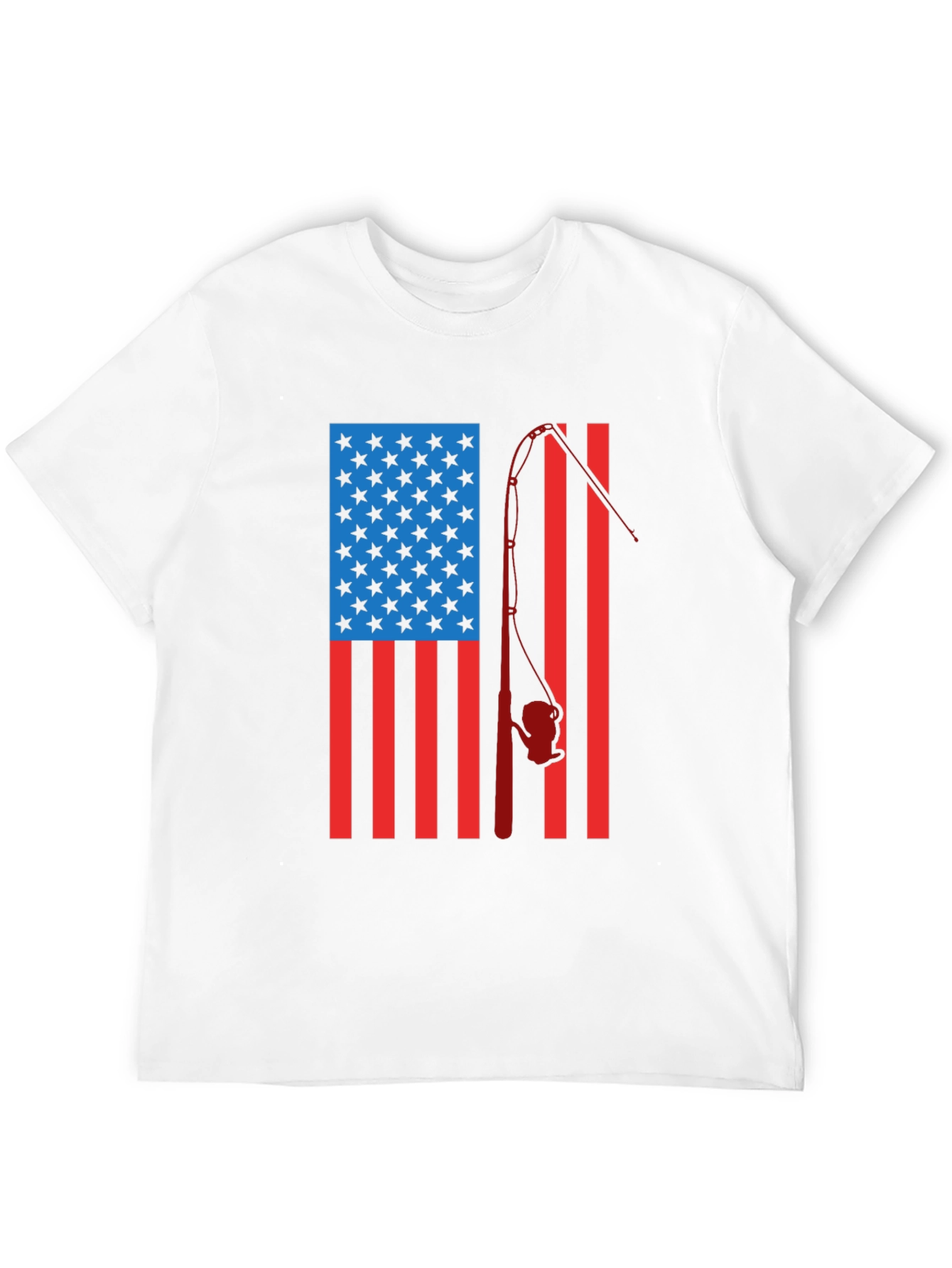 American Flag Fishing Rod Graphic T-Shirt