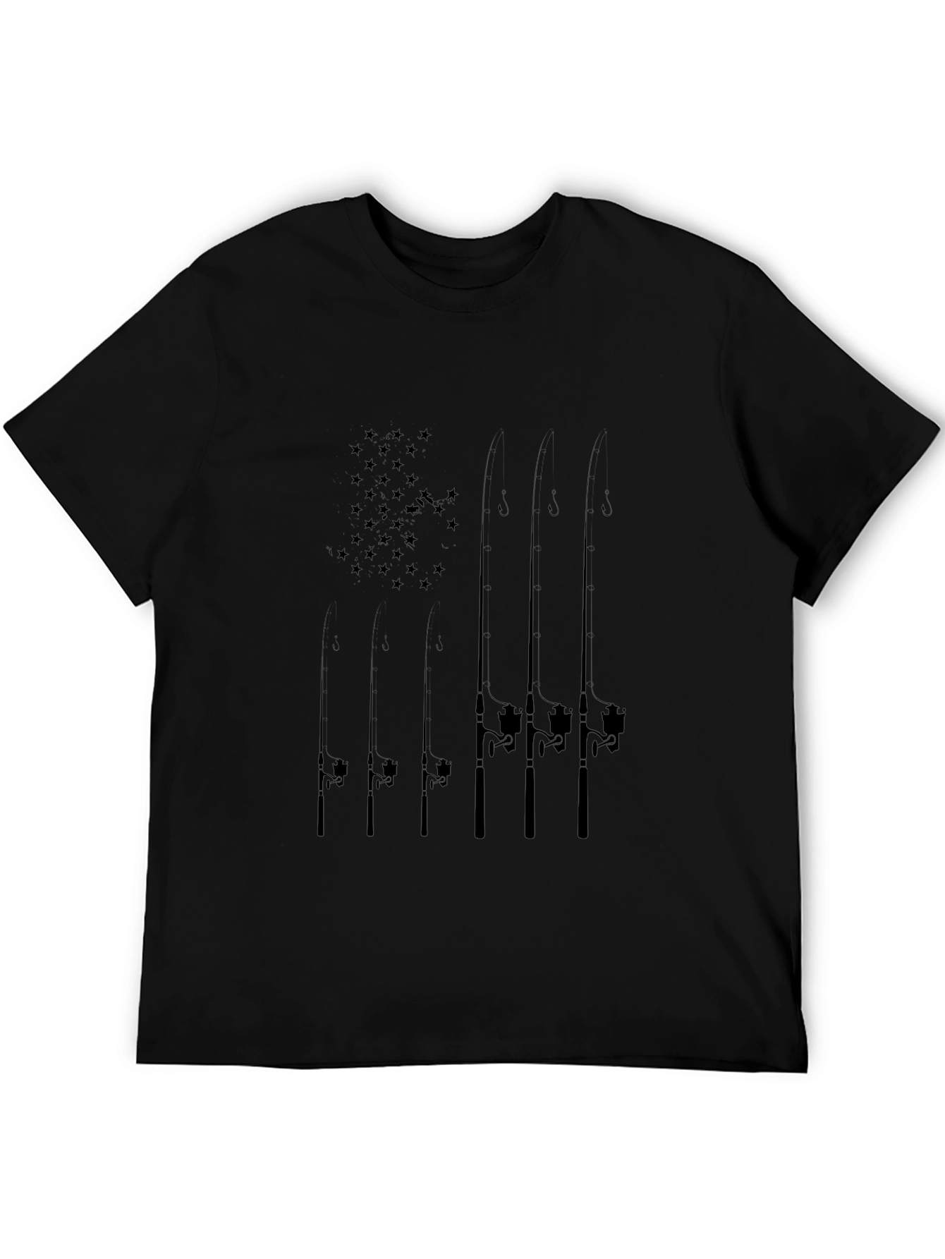 Fishing Rod Flag Graphic Tee - Black