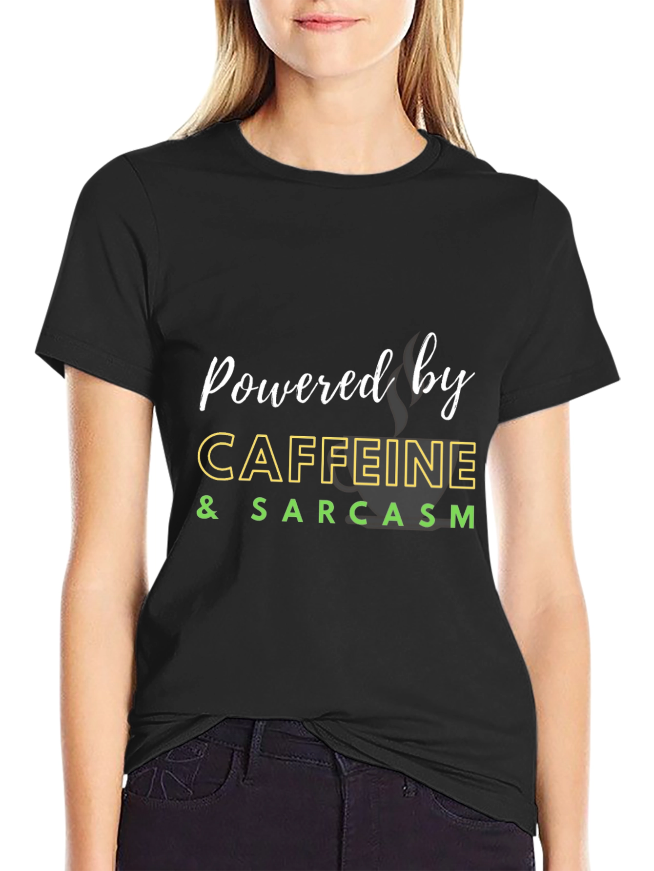 Caffeine & Sarcasm Black T-Shirt