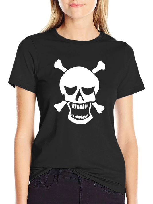 Skull & Crossbones Graphic Tee - Black Cotton T-Shirt