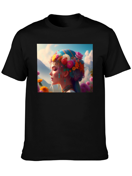 Floral Fantasy Graphic Tee - Unique Artistic Design