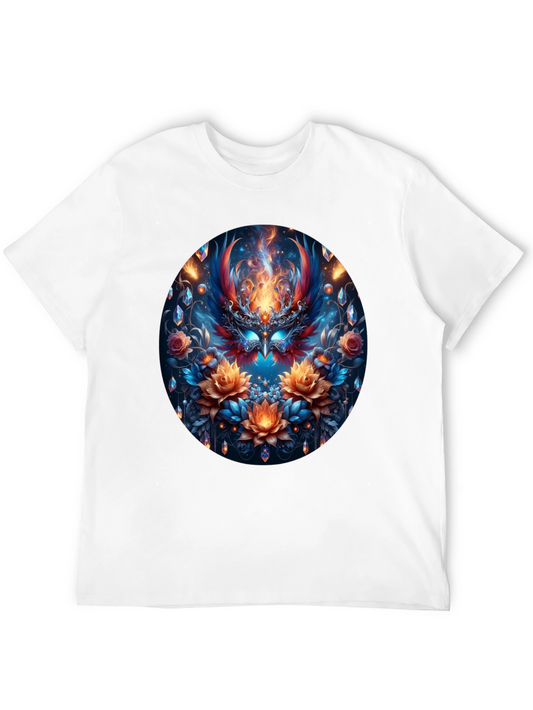 Phoenix Floral Art Black T-Shirt
