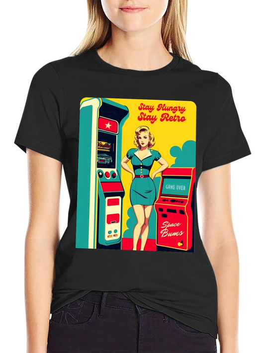 Retro Arcade Game T-Shirt - Stay Hungry