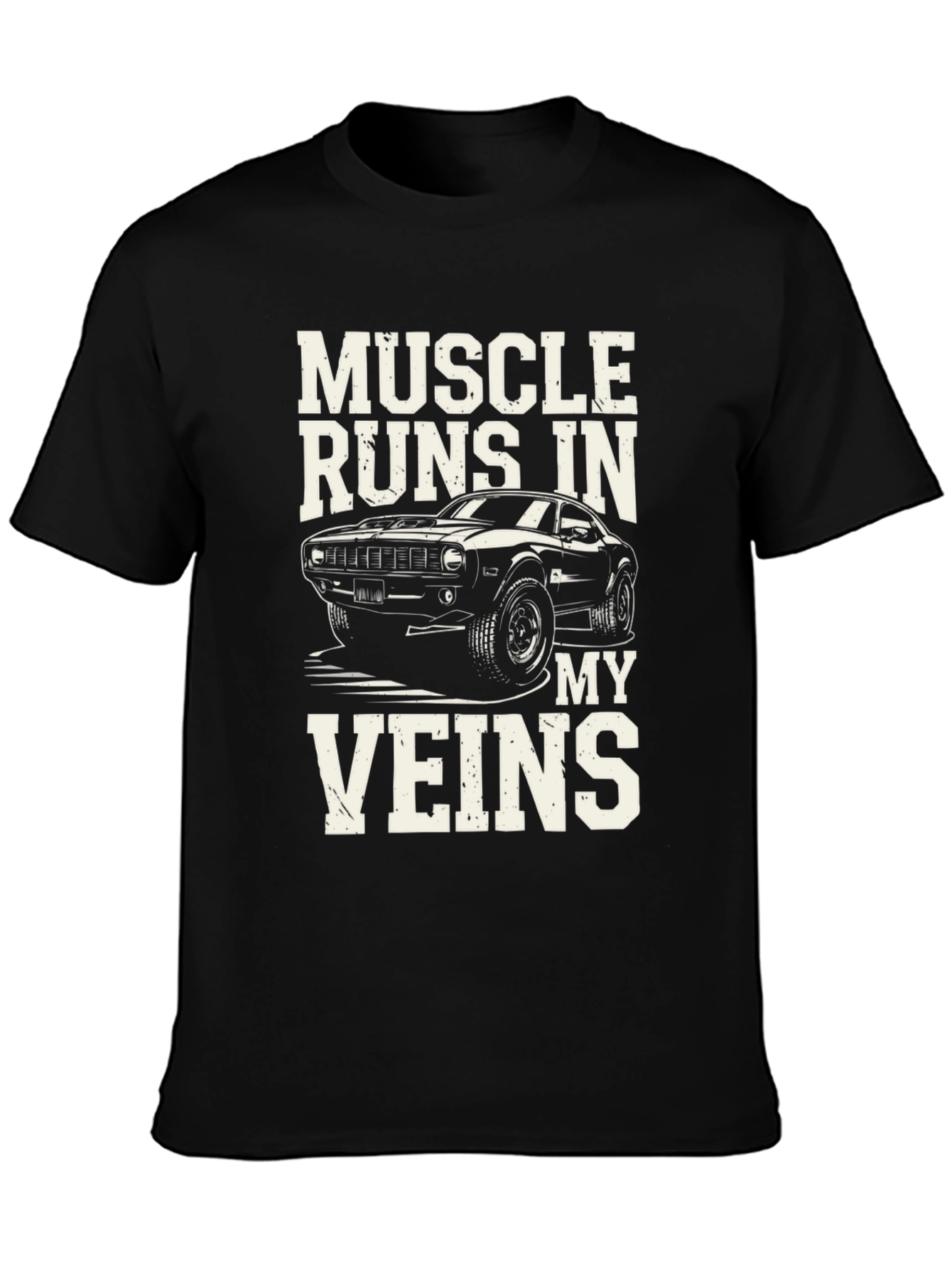 Muscle Runs In My Veins Black Graphic T-Shirt