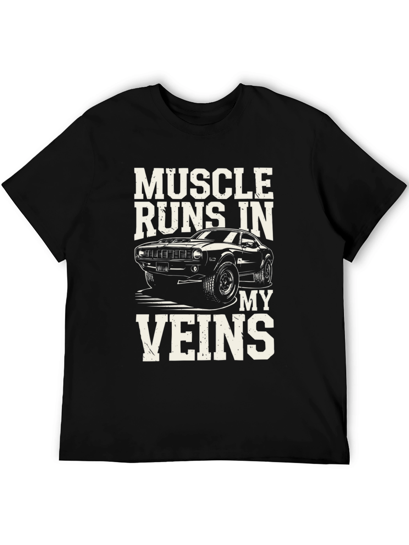 Muscle Runs In My Veins Black Graphic T-Shirt