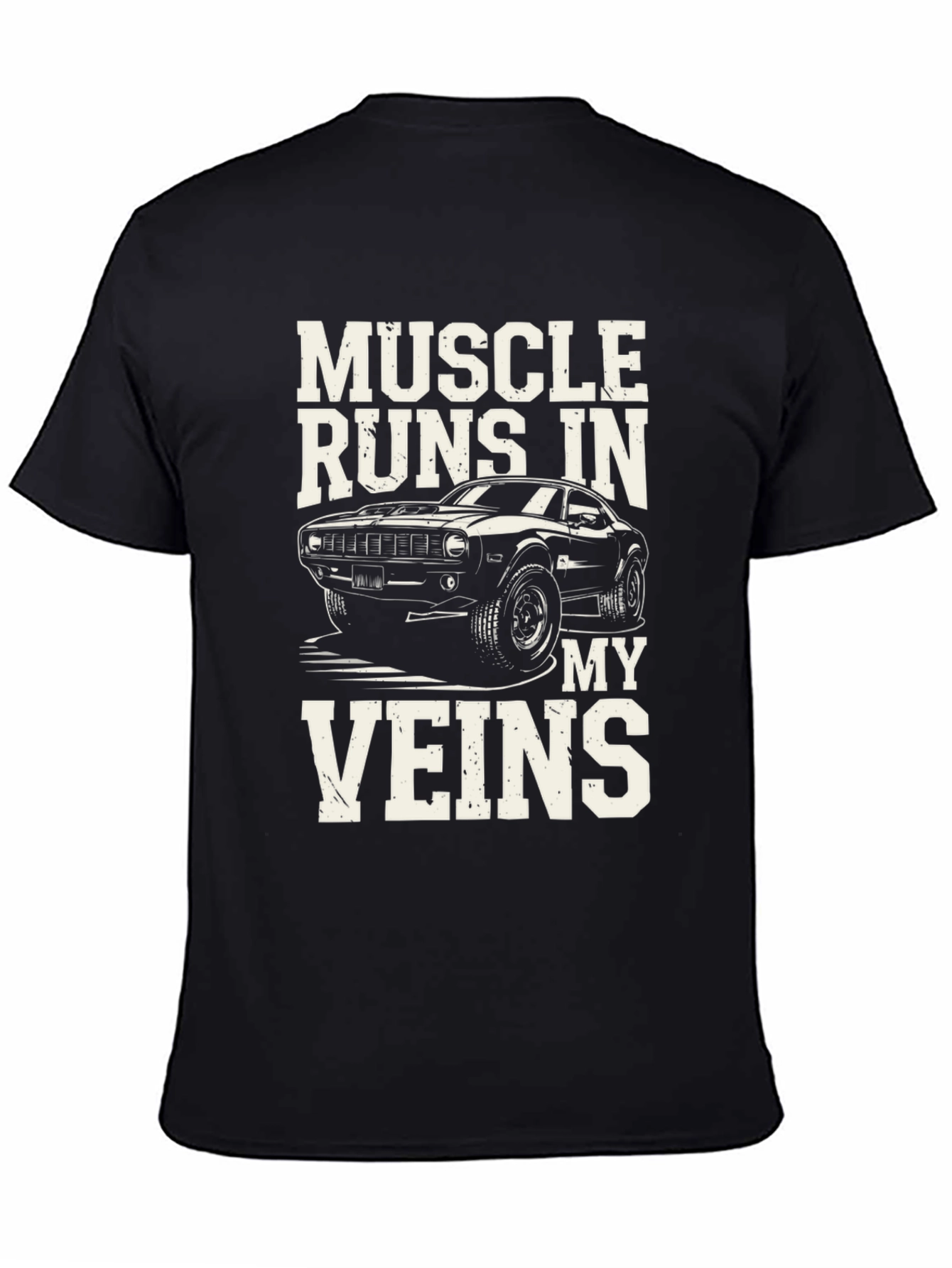 Muscle Runs In My Veins Black Graphic T-Shirt