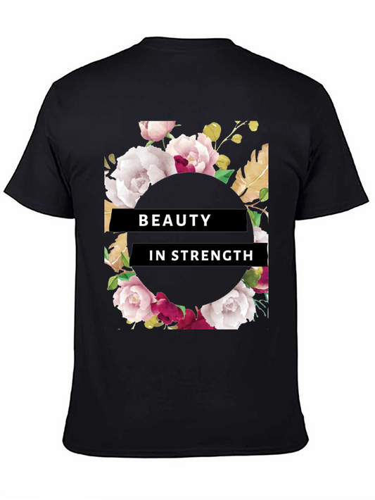 Beauty in Strength Floral Graphic Tee - Black