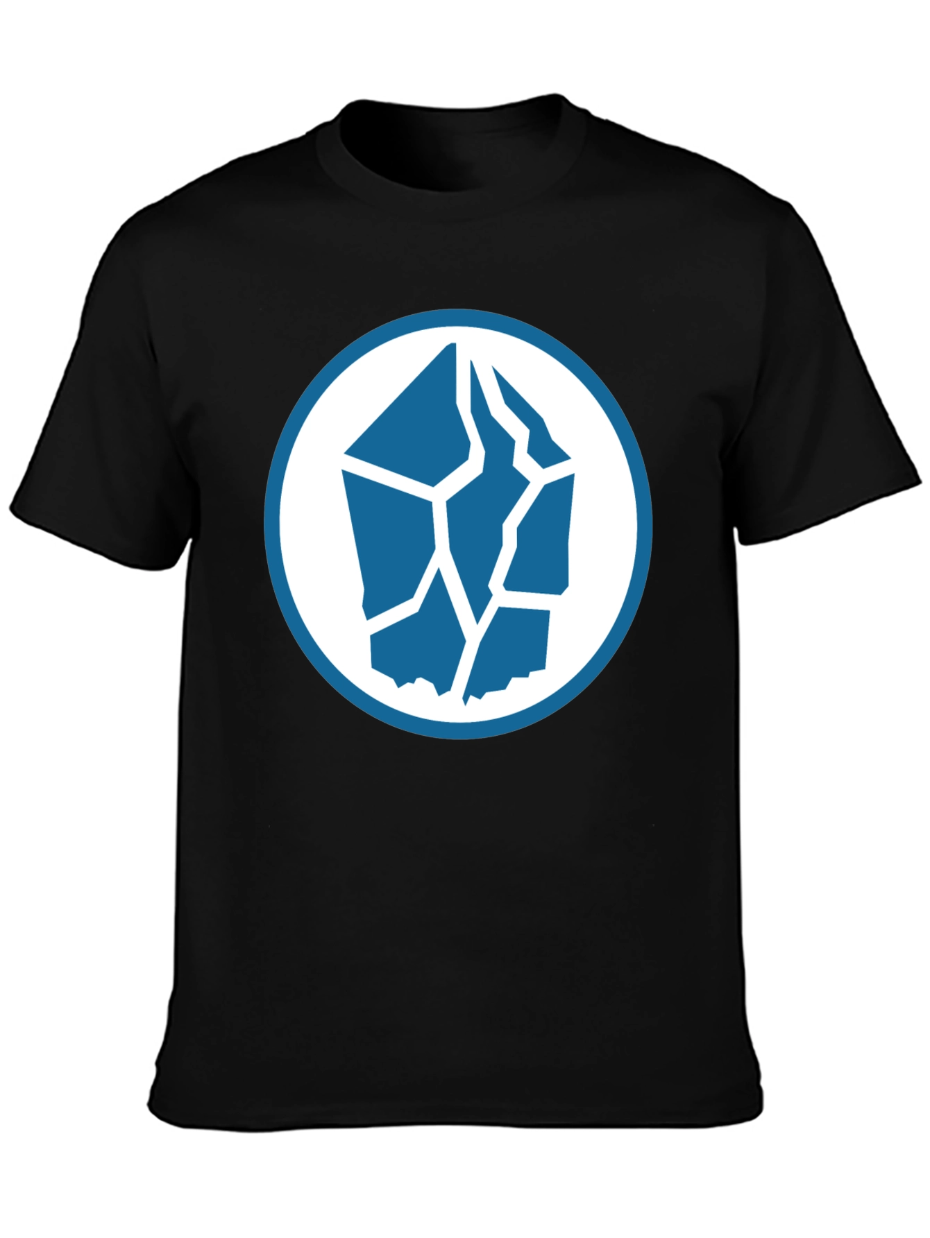 Blue Ice Rock Graphic Black T-Shirt
