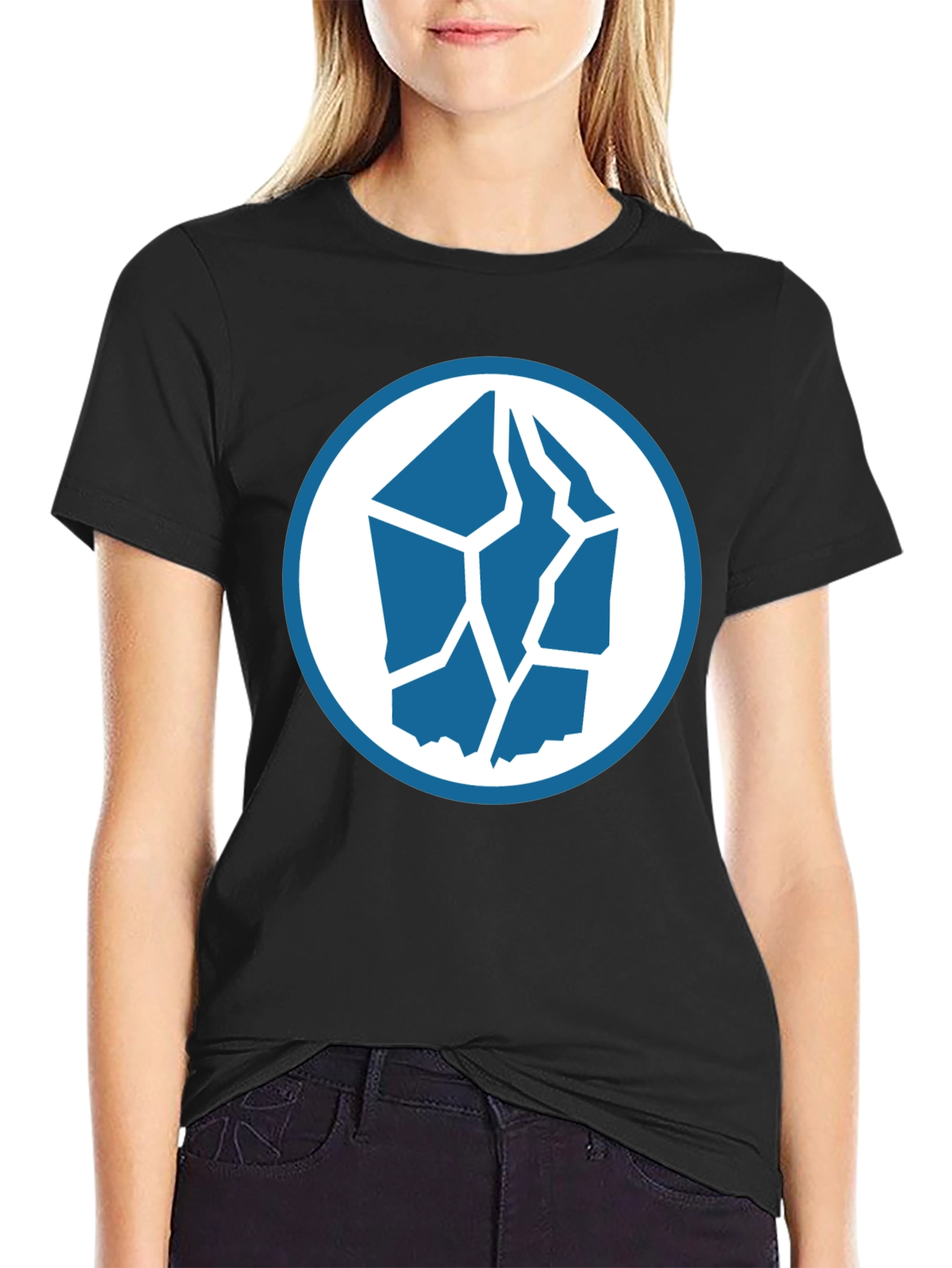 Blue Ice Rock Graphic Black T-Shirt