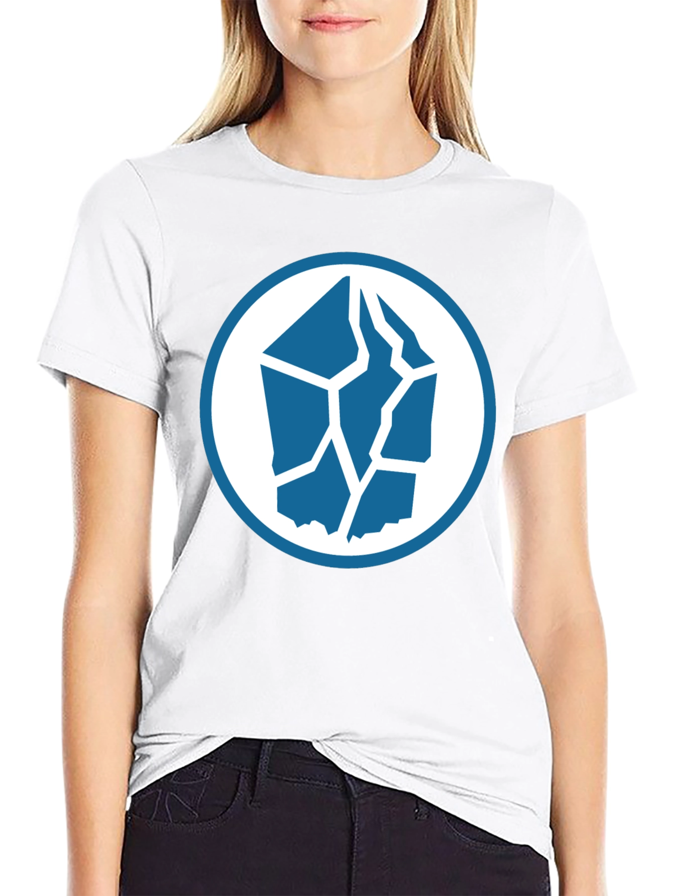 Blue Ice Rock Graphic Black T-Shirt