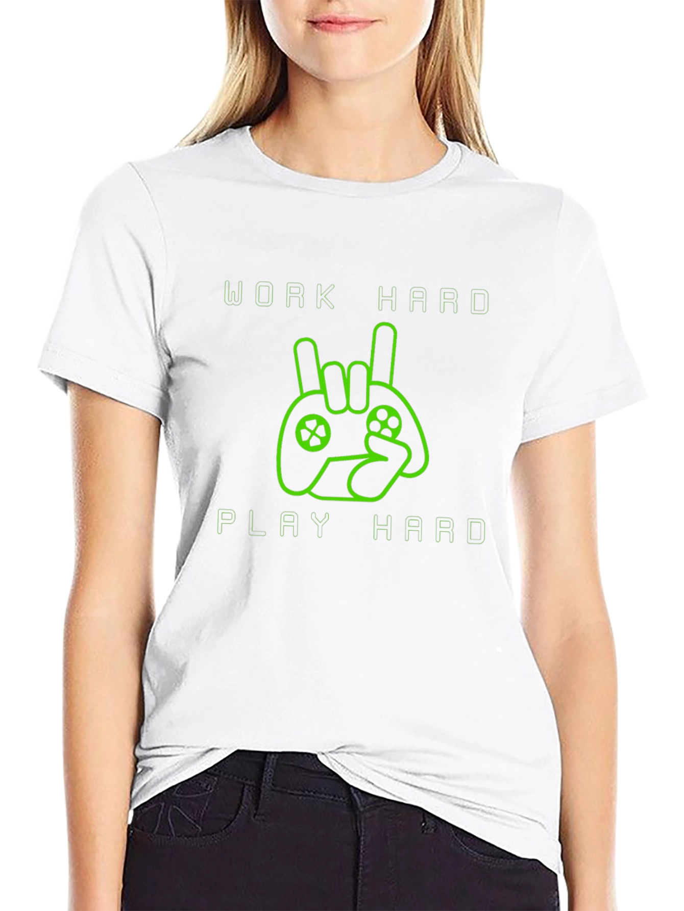 Work Hard Play Hard Gamer T-Shirt - Black