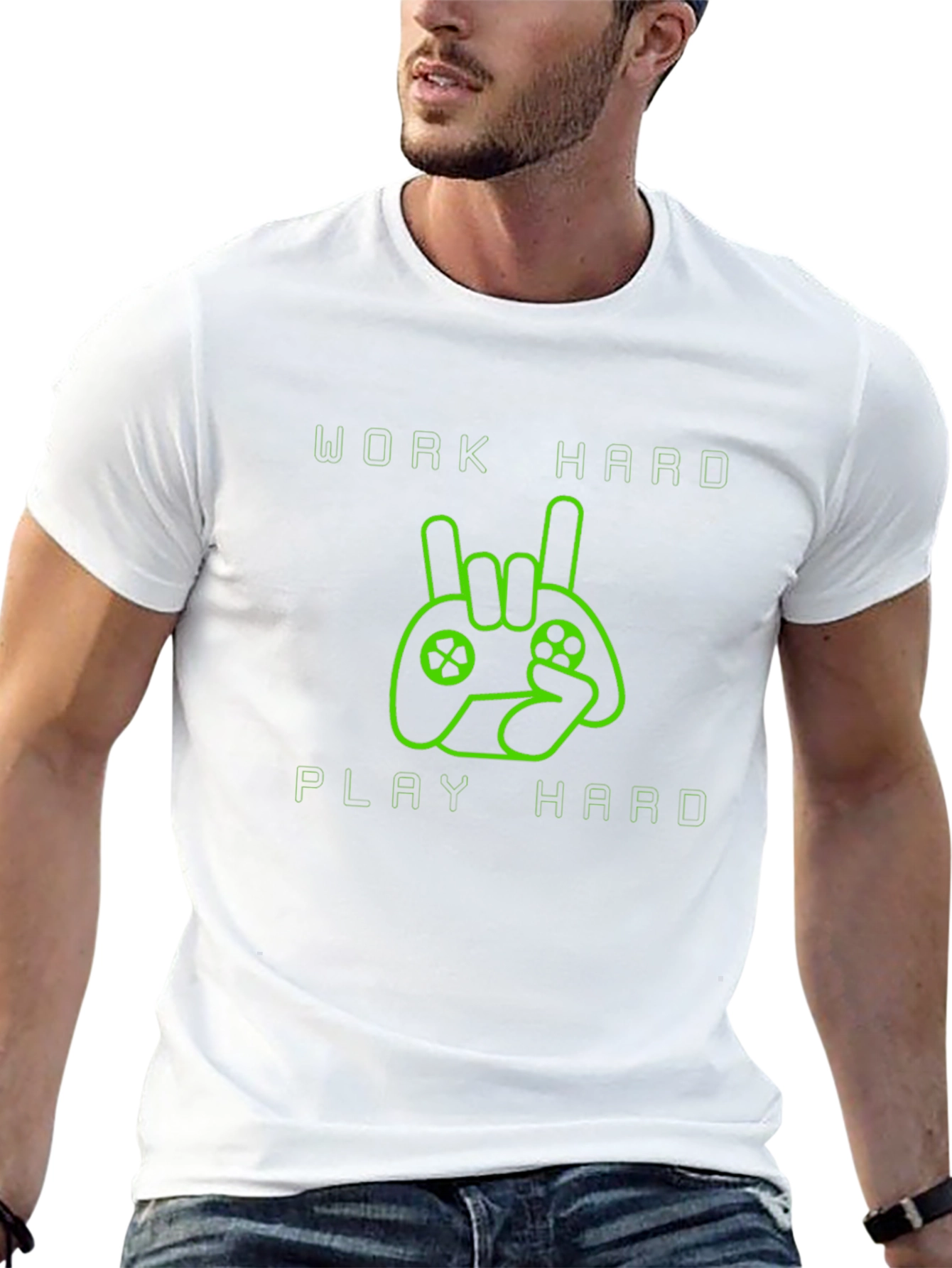 Work Hard Play Hard Gamer T-Shirt - Black