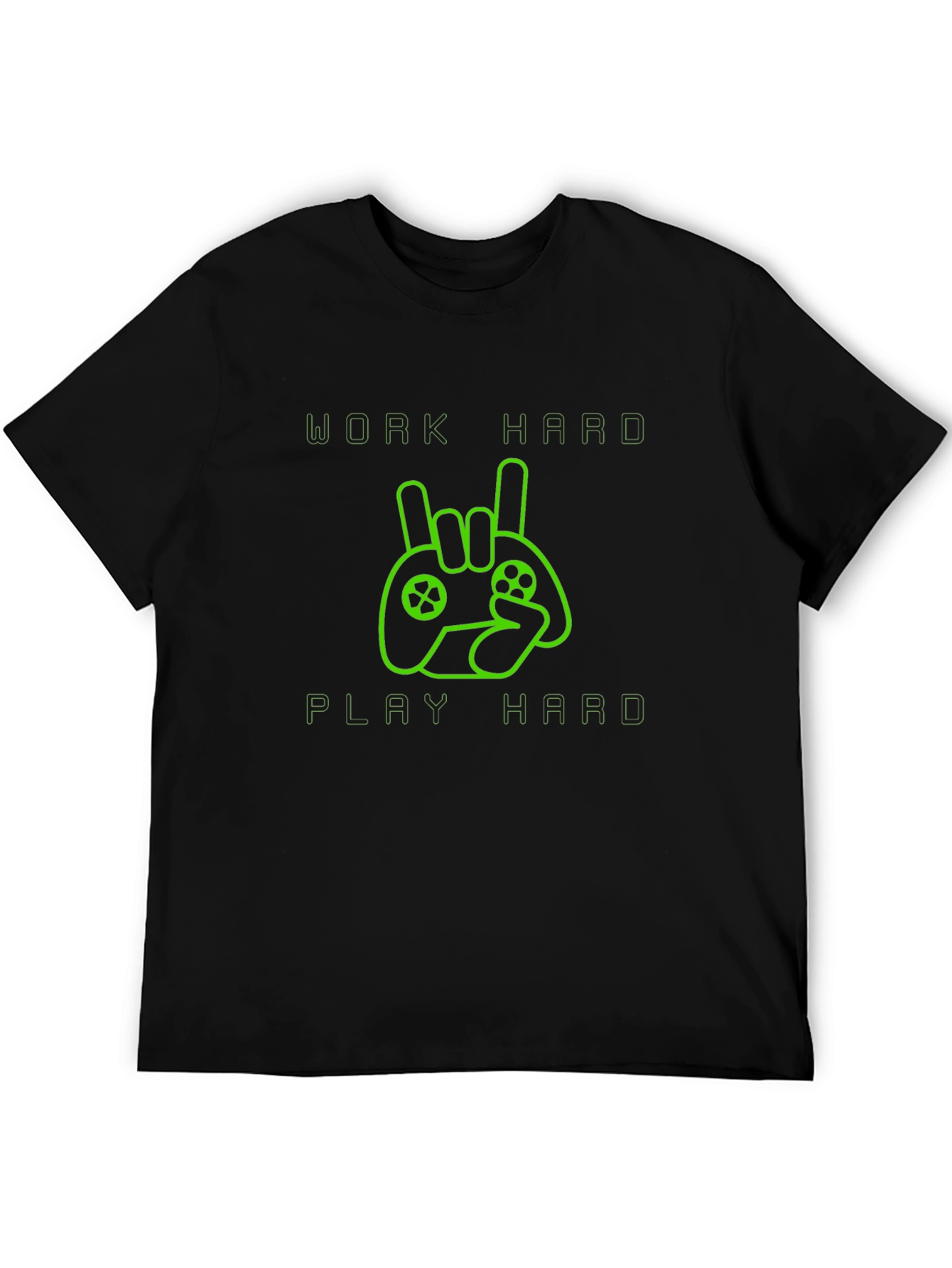Work Hard Play Hard Gamer T-Shirt - Black