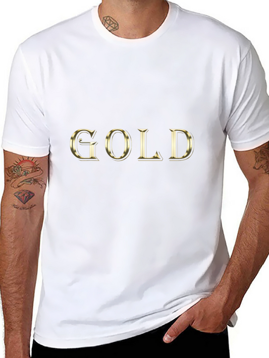 Gold Text Black T-Shirt