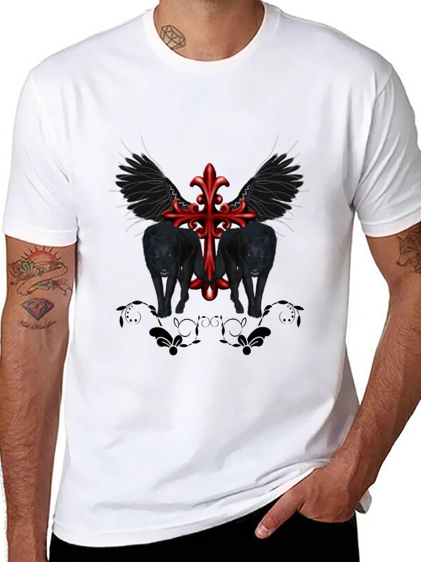 Gothic Wolves Cross Tee