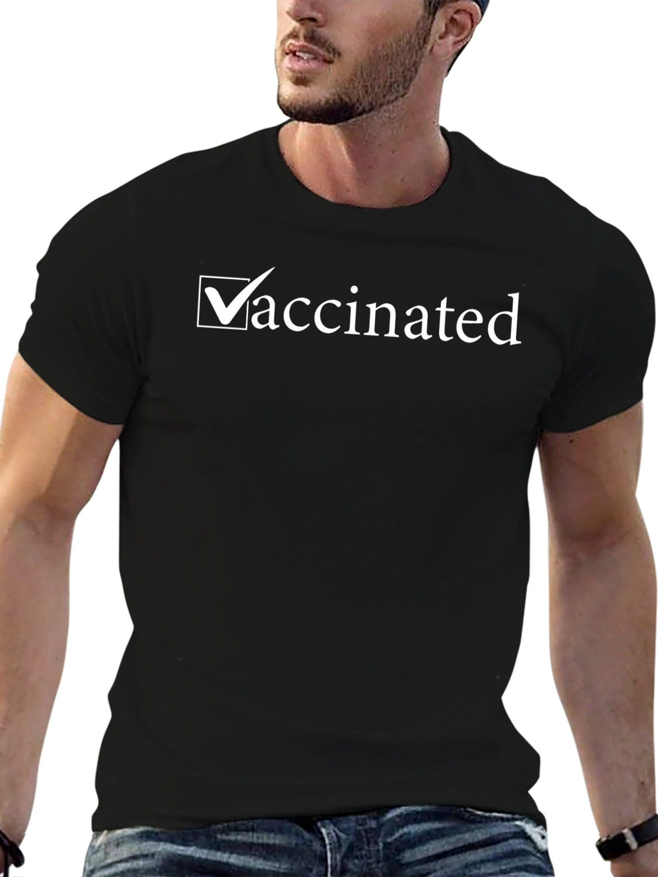 Vaccinated T-Shirt - Black Short Sleeve
