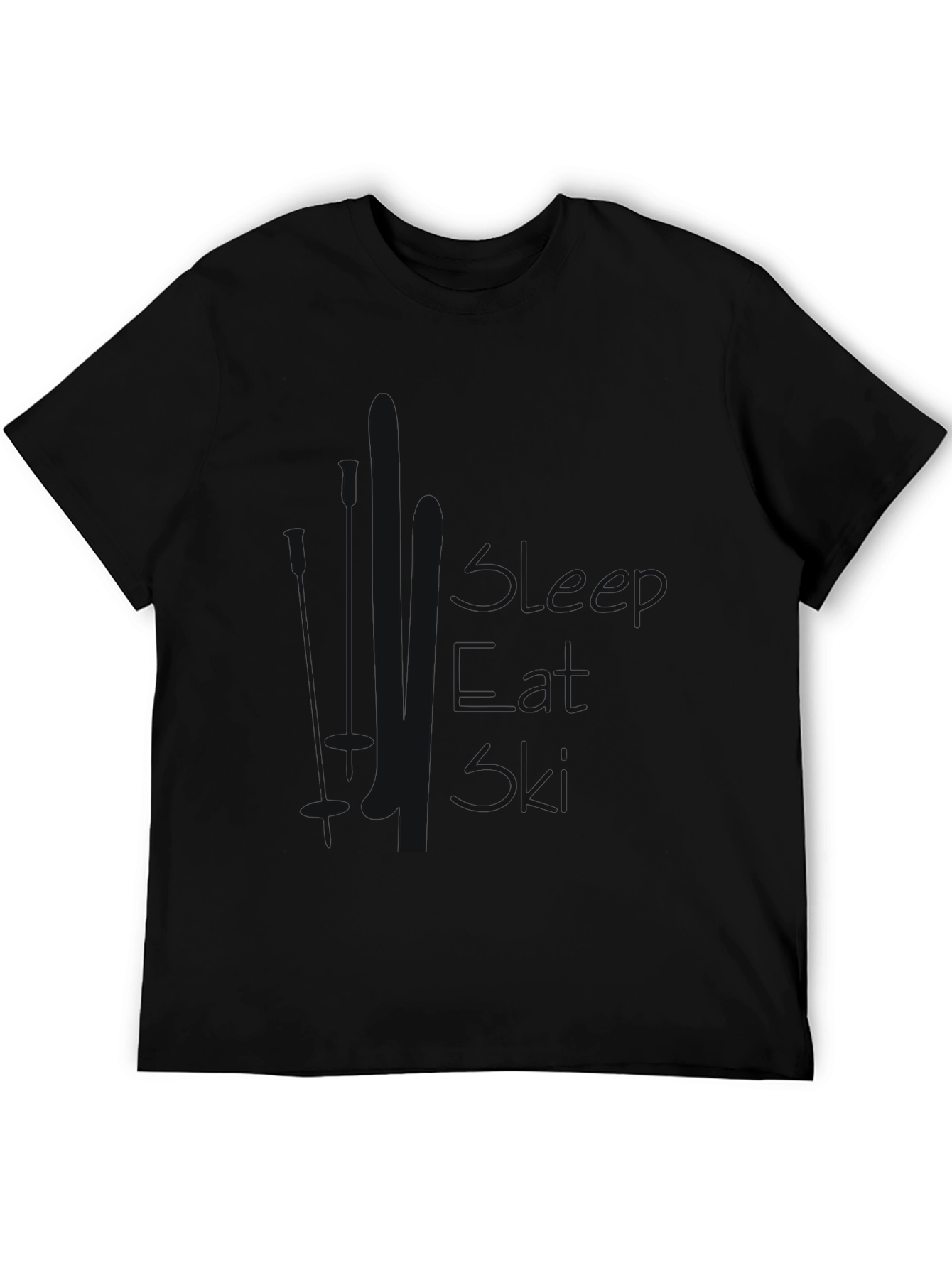 Mens Black Sleep Eat Ski Graphic T-Shirt