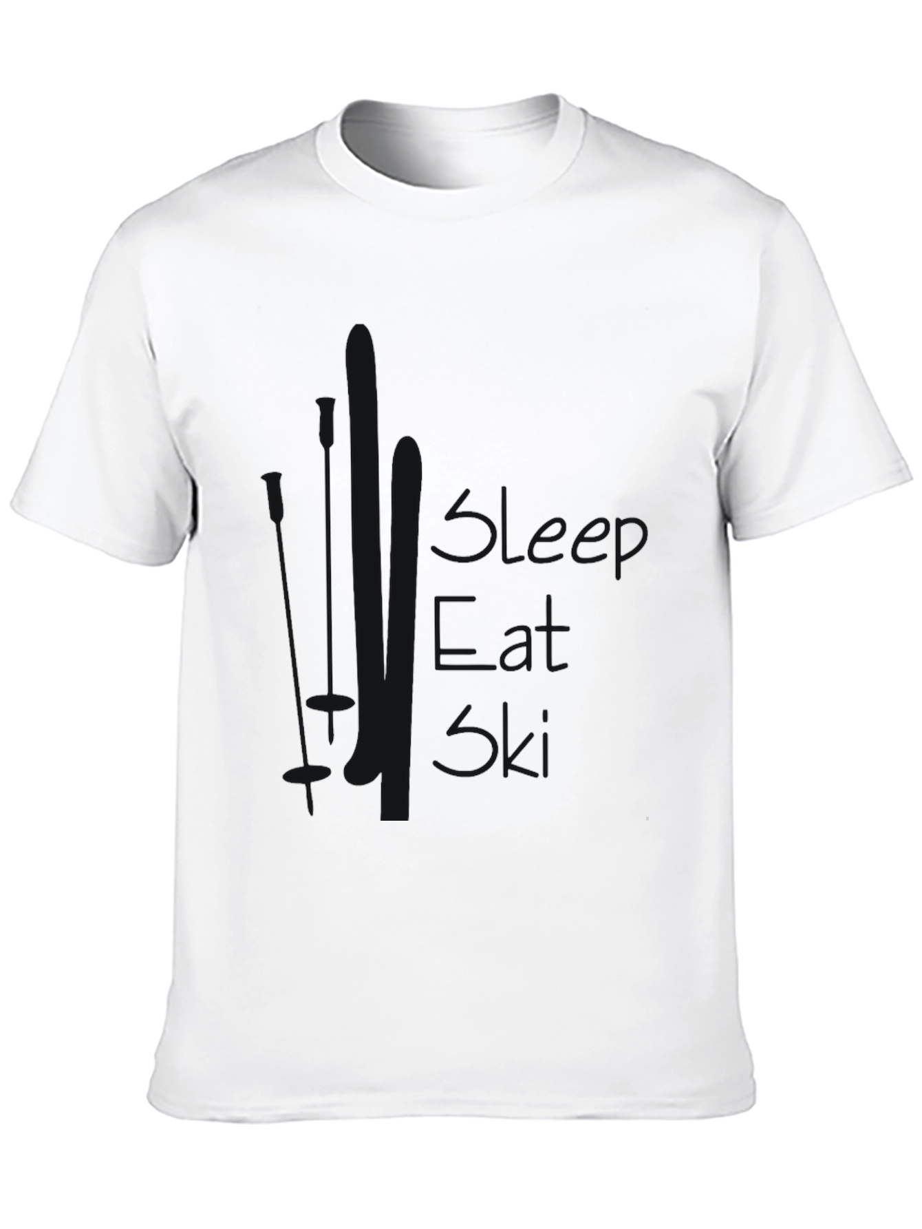 Mens Black Sleep Eat Ski Graphic T-Shirt
