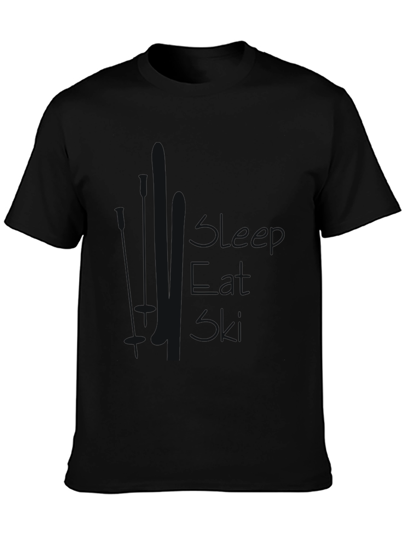 Mens Black Sleep Eat Ski Graphic T-Shirt