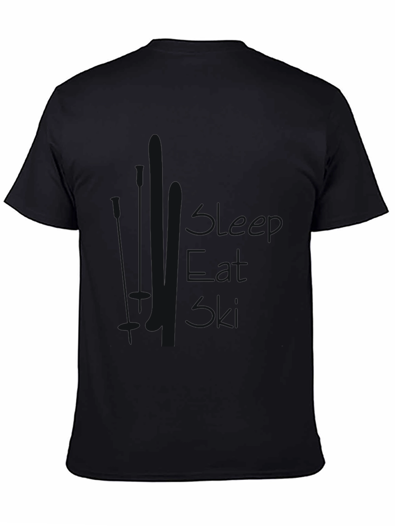 Mens Black Sleep Eat Ski Graphic T-Shirt