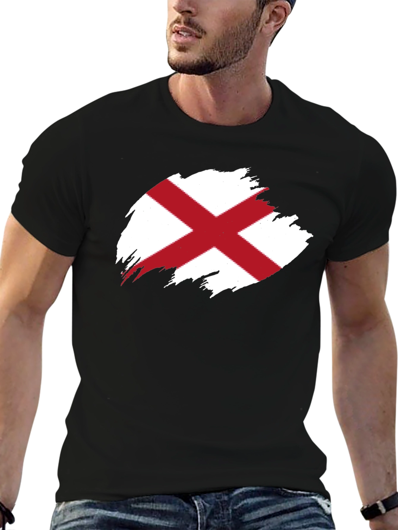 Alabama Flag Graphic T-Shirt - Black Cotton Tee